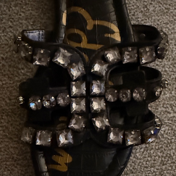 Sam Edelman Black Crystal Embellished Sandals - Picture 2 of 5
